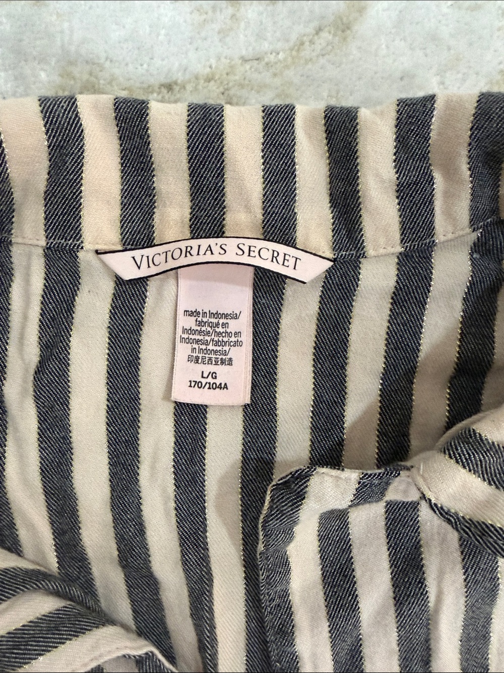 Victoria's Secret Pink & Black Striped Short Sleeve Pajama Set - Picture 2 of 6